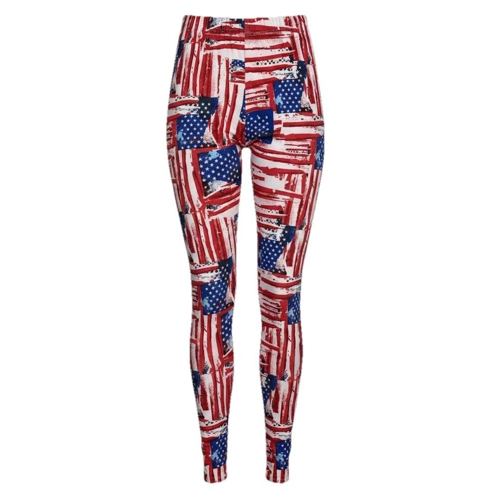 Two Left Feet Women's Patriotic Flag 4th of July Leggings Size S/M (4-10)